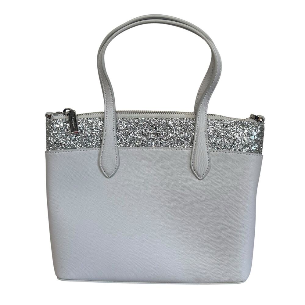 Kate Spade New York Gray Flash Glitter Satchel Crossbody Bag NWT K8707 $329